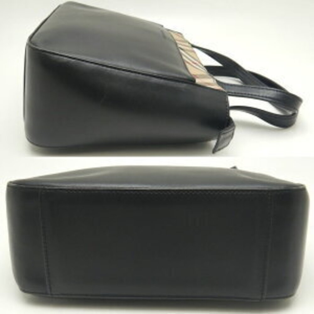 Burberry handbag black leather canvas Nova check - Picture 3 of 9